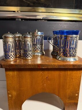 Complete Avon Royal Sapphire condiment set
